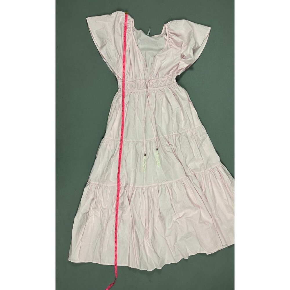 Young Fabulous and Broke Pink Flutter Sleeve V Neck Tiered Maxi Dress Size S - Picture 8 of 8